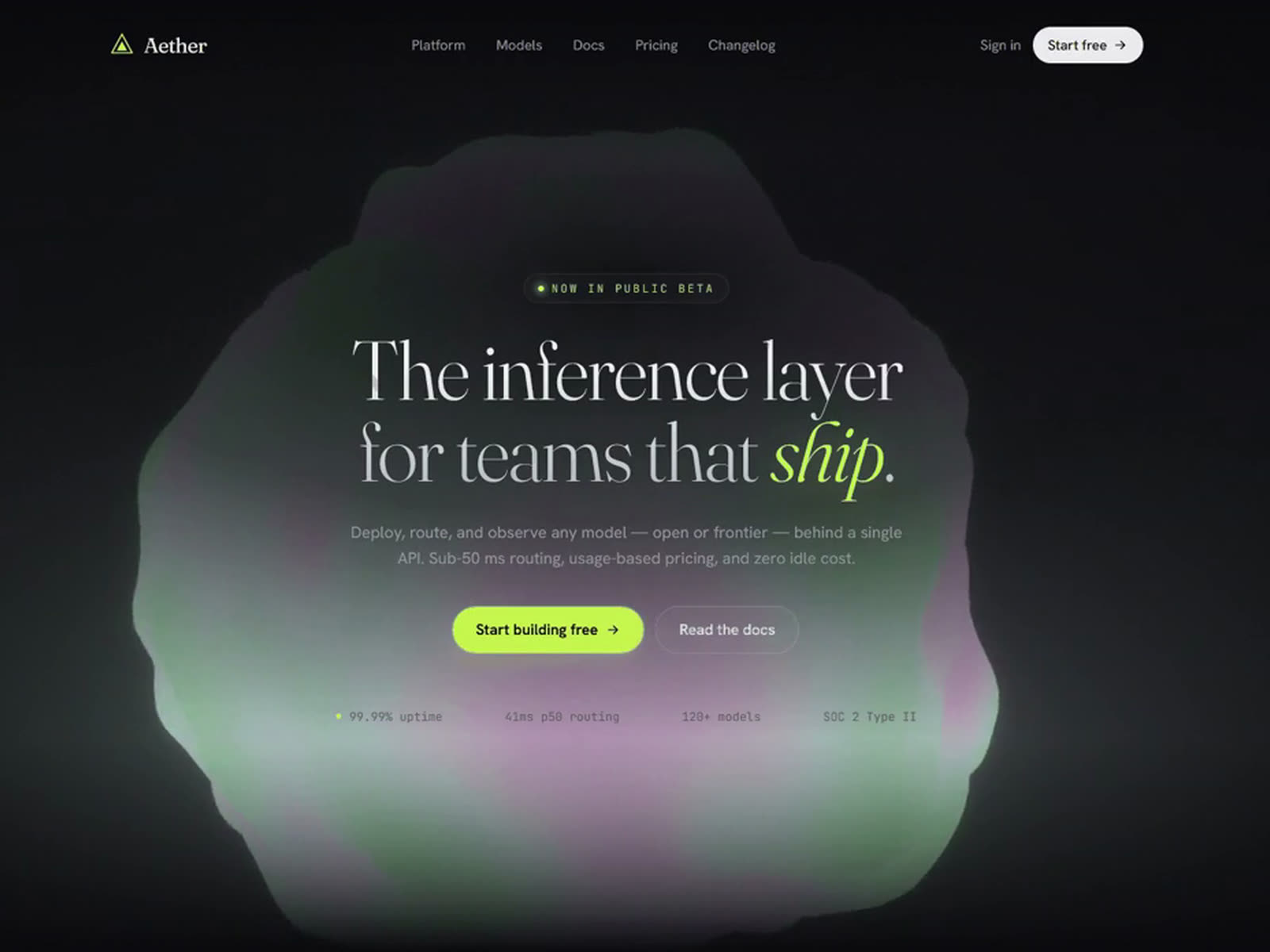 Screenshot 2 of Aether WebGL Hero