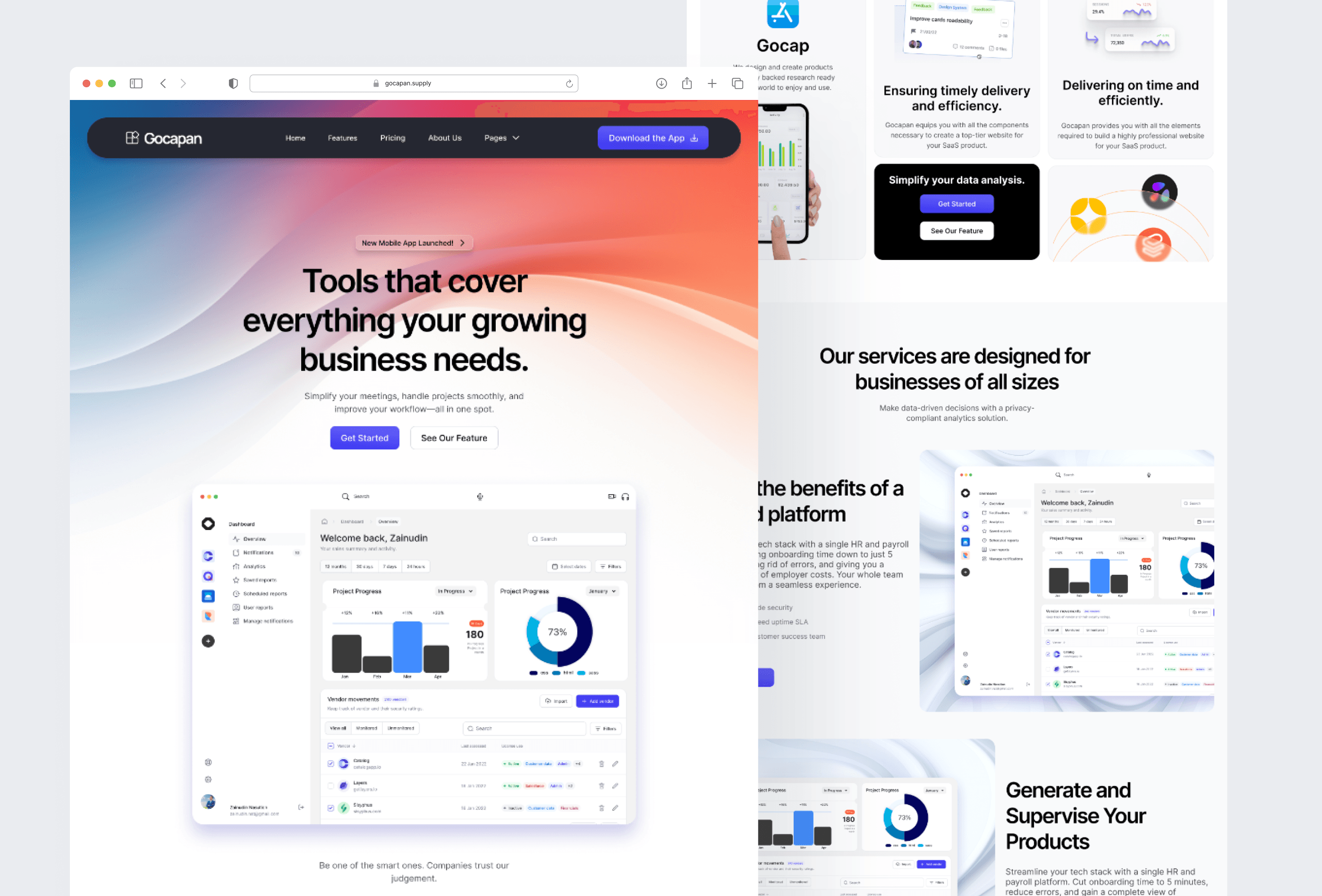 Screenshot 3 of Gocapan saas landing page business