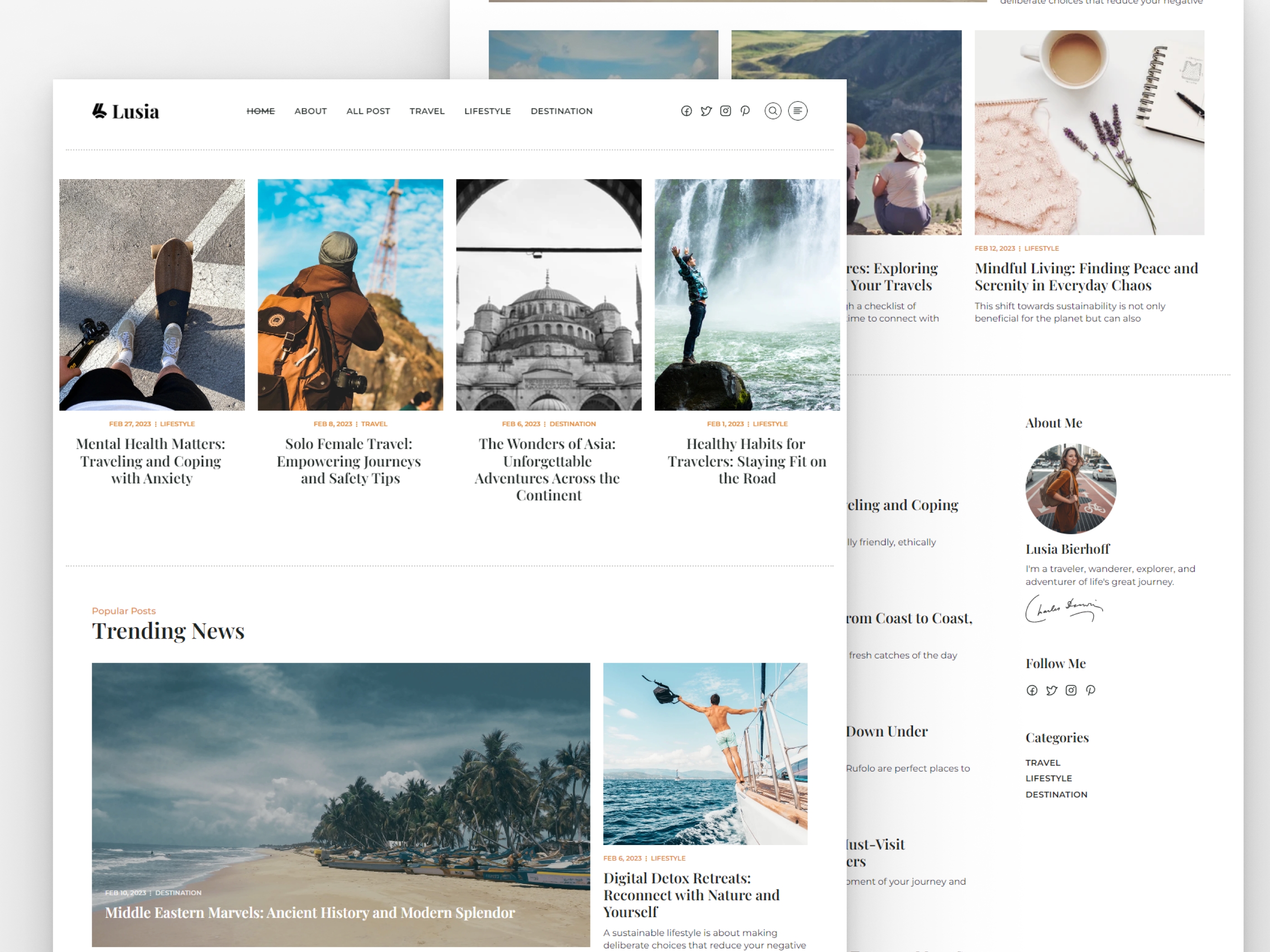 Screenshot 2 of Lusia personal blog magazine website