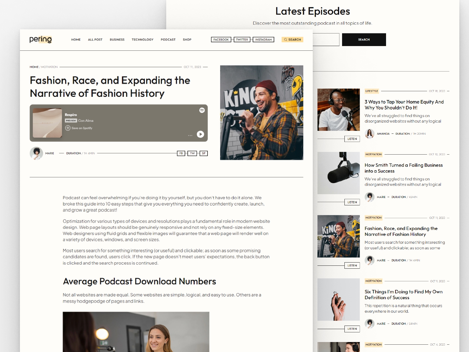 Screenshot 4 of Pering news magazine podcast website