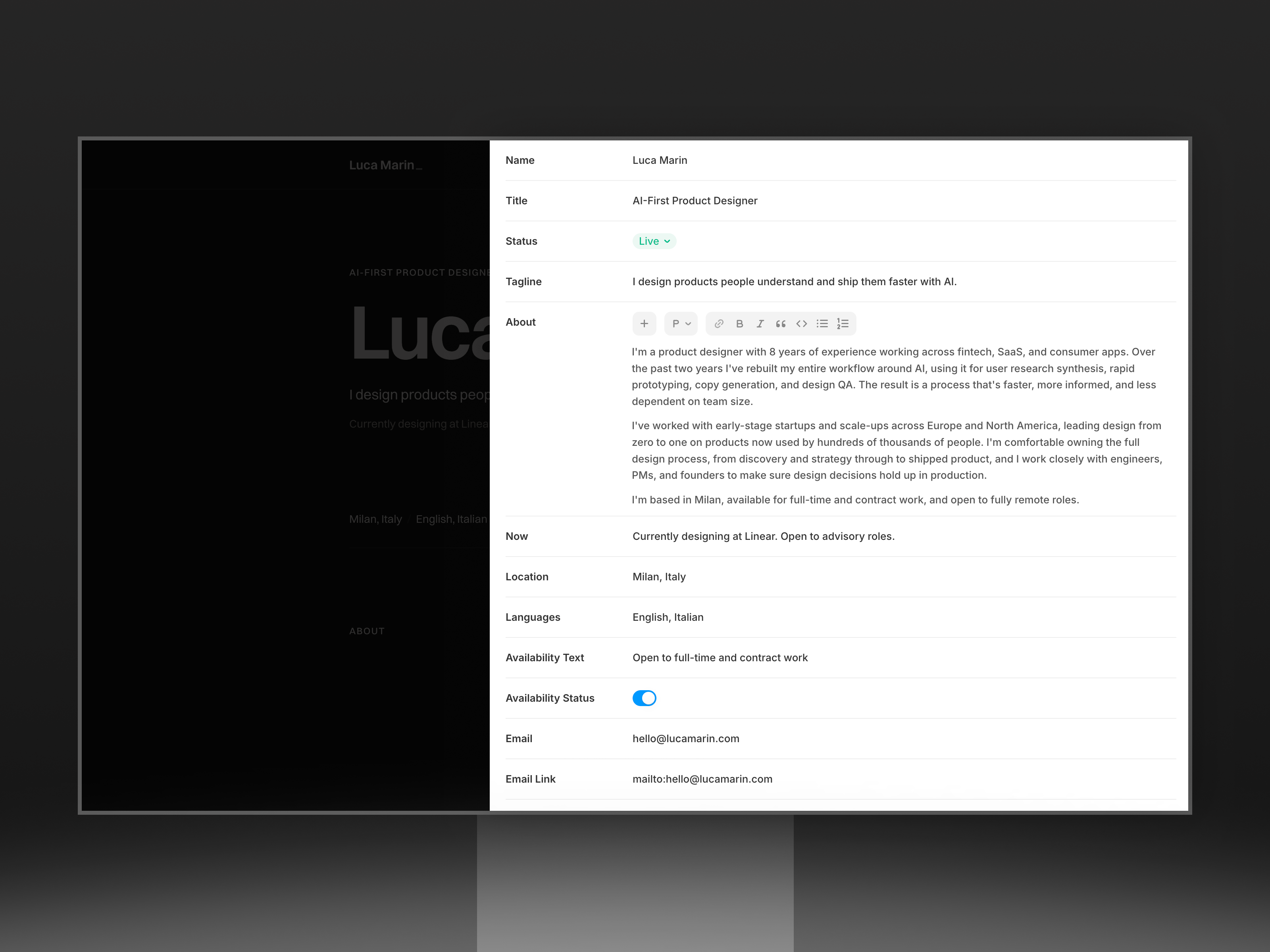 Screenshot 4 of Promptfolio Noir