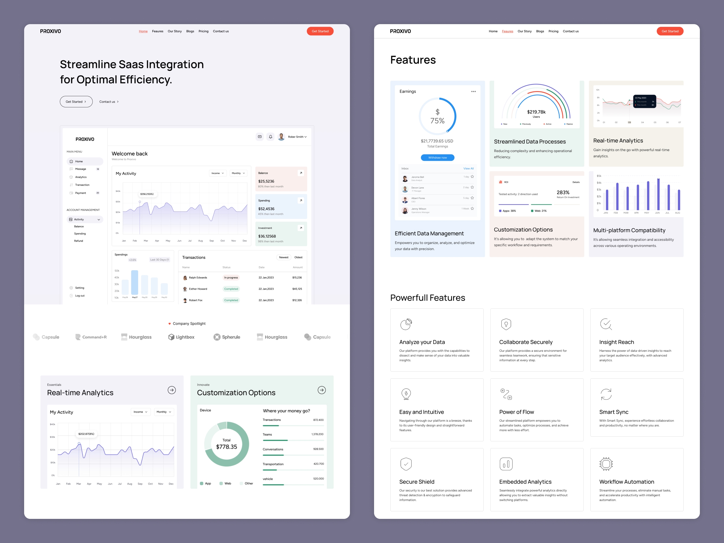 Screenshot 2 of Proxivo saas startup framer template