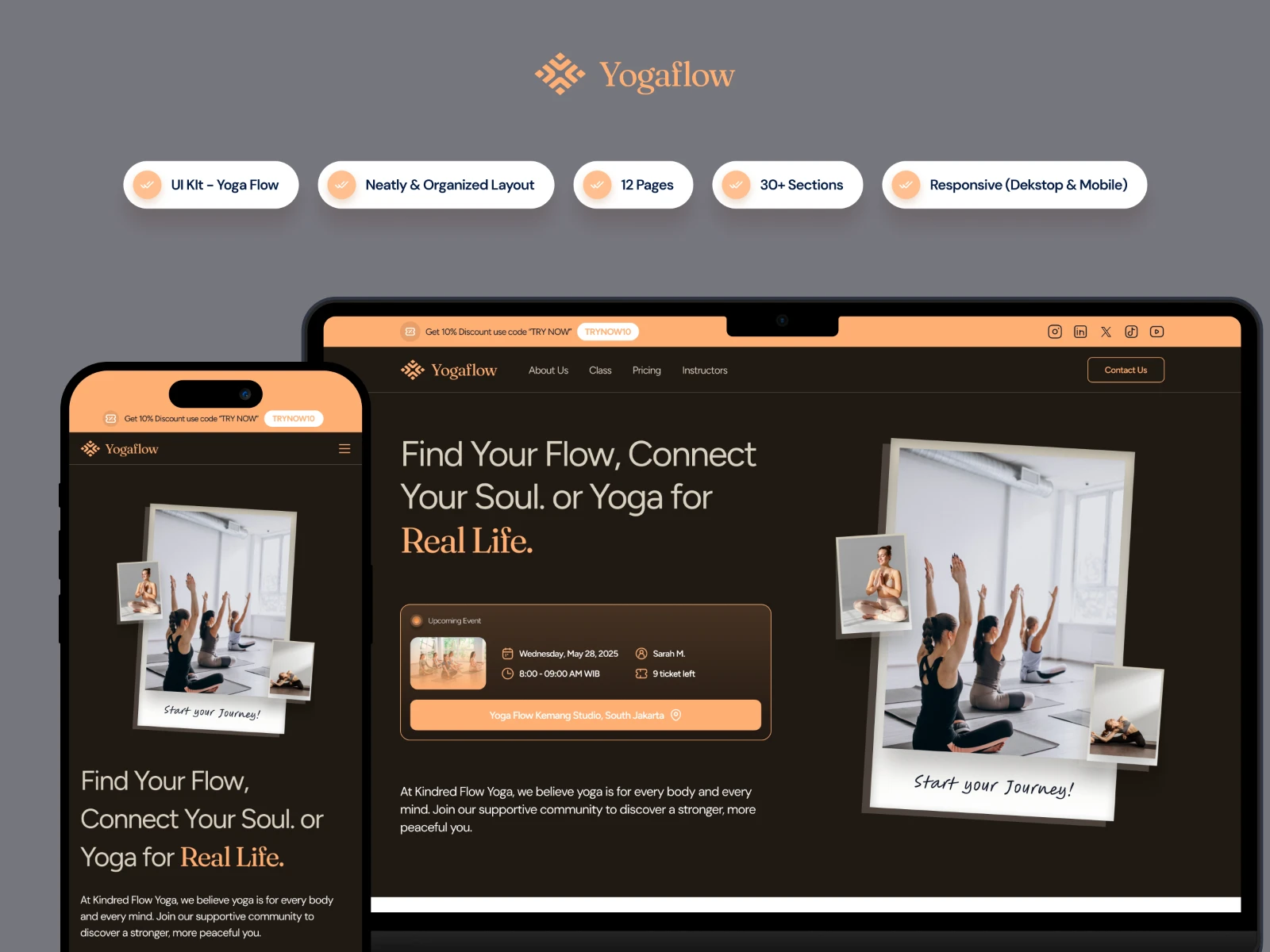 Screenshot 2 of YogaFlow Template